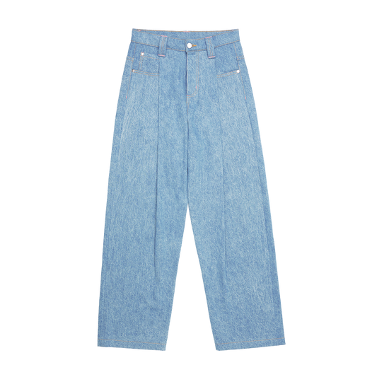 PLEATED DENIM JEAN